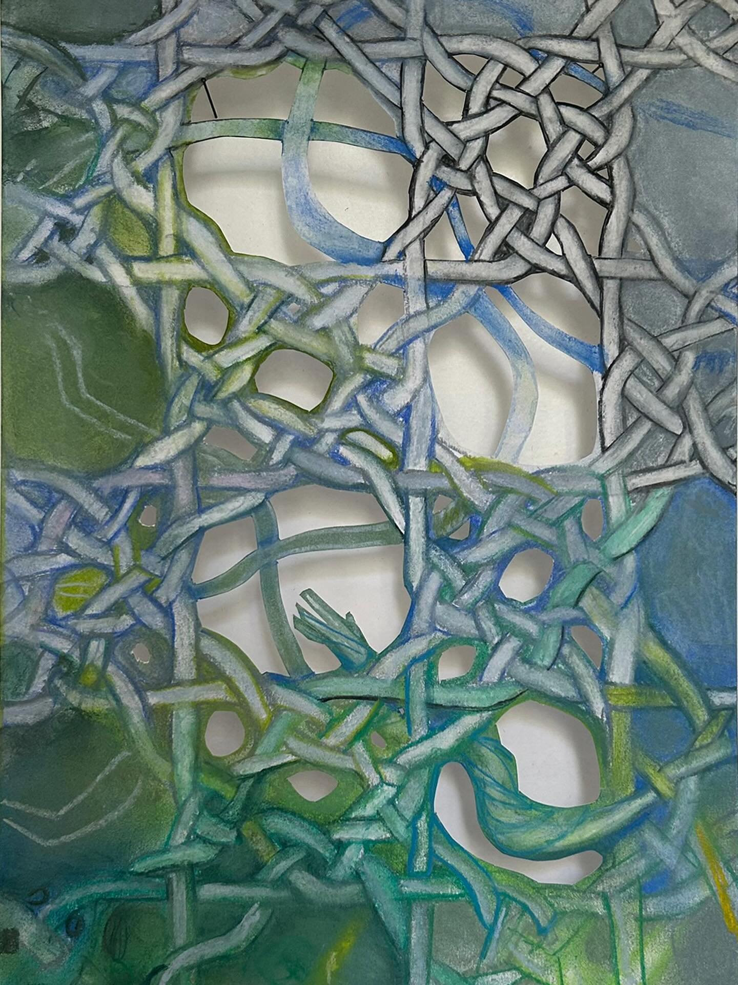 ….THE THREE ESSENTIAL WORDS ARE ‘THREADS’, ‘HOLES’, ‘DESIGN’*

Fond de la Vierge
29,7 x 42 cm | soft pastels, Siberisch krijt en cut-out 

Deel II van een serie tekeningen over kantkloswerk. 

Bij kantklossen is er meestal een ondergrond die de decoratieve elementen bij elkaar houdt en die kan erg variëren. De naam van die ondergrond in het Frans is ‘fond’, met een toevoeging. Vaak wordt het woord ‘fond’ gevolgd door de naam van de stad waar die specifieke vorm vandaan komt. 

*Pat Earnshaw in Bobbin and Needle Laces: Identification and Care,1983
.
.
.
.
.
.
.
.
.
#textileinspiration⠀
#textileart⠀⠀⠀
#workonpaper ⠀⠀⠀
#tekenkunst ⠀⠀⠀
#artutrecht⠀⠀⠀
#artonpaper ⠀⠀⠀
#hedendaagsekunst ⠀
#textielplus 
#dentelle
#lace
#kantklossen⠀
#ingevanderstorm