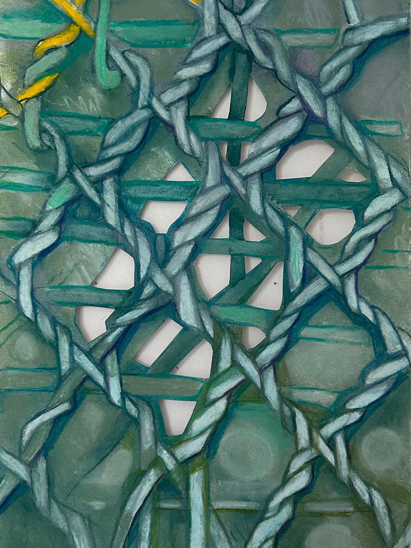 ….THE THREE ESSENTIAL WORDS ARE ‘THREADS’, ‘HOLES’, ‘DESIGN’*

Fond de Tulle
29,7 x 42 cm | soft pastels en cut-out 

Deel VI van een serie tekeningen over kantkloswerk. 

*Pat Earnshaw in Bobbin and Needle Laces: Identification and Care,1983
.
.
.
.
.
.
.
.
.
#textileinspiration⠀
#textileart⠀⠀⠀
#workonpaper ⠀⠀⠀
#tekenkunst ⠀⠀⠀
#artutrecht⠀⠀⠀
#artonpaper ⠀⠀⠀
#hedendaagsekunst ⠀
#textielplus 
#dentelle
#lace
#kantklossen⠀
#ingevanderstorm